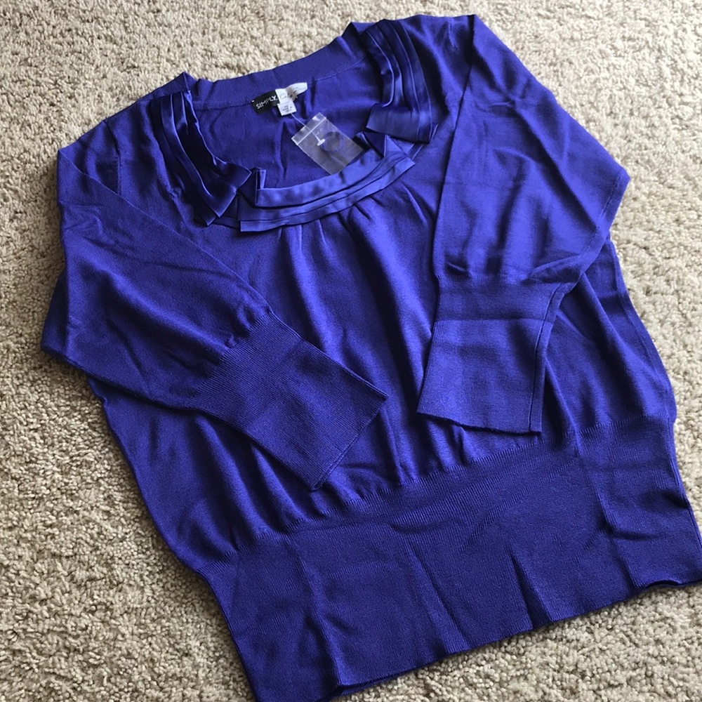 Dao Chloe Dao Purple Pleated Neckline Women's Blouse